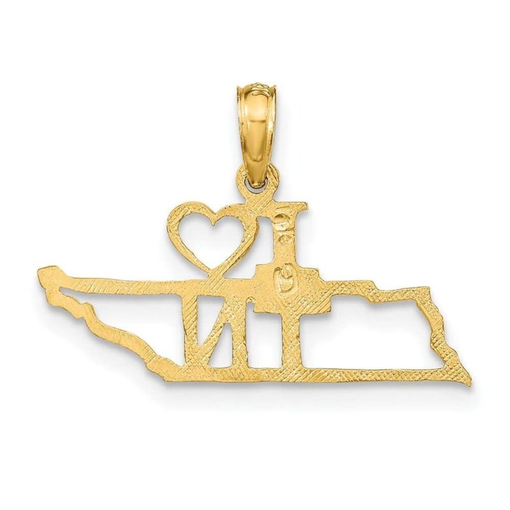10k Yellow Gold Solid Tennessee State Pendant - image 8